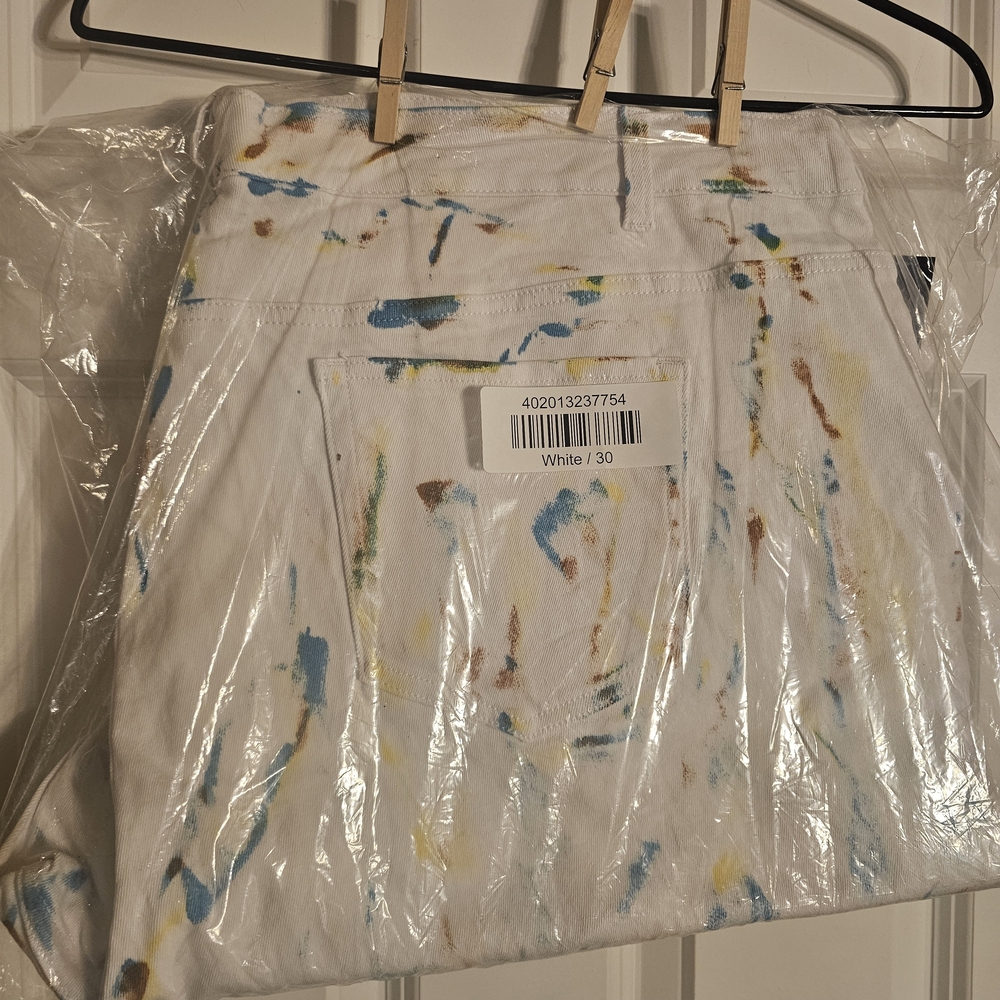 Ashley Stewart White Pants with Colorful Accents